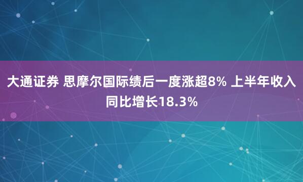大通证券 思摩尔国际绩后一度涨超8% 上半年收入同比增长18.3%