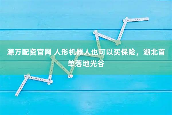 源万配资官网 人形机器人也可以买保险，湖北首单落地光谷