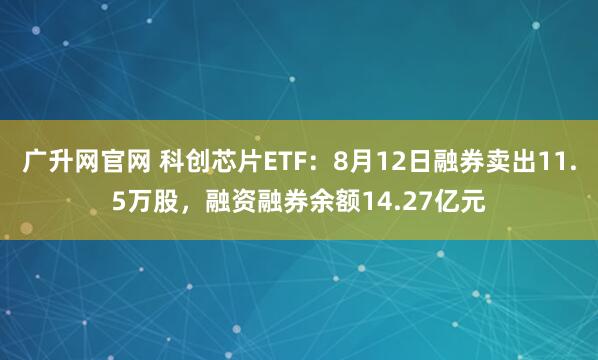 广升网官网 科创芯片ETF：8月12日融券卖出11.5万股，融资融券余额14.27亿元